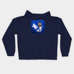 Arctic Mermaid Swimming with a Polar Bear Cub Kids Hoodie